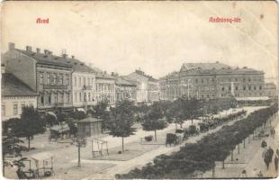 1909 Arad, Andrássy tér, Verbos A. és Fiai bútorgyára, üzletek, múzeum / square, shops, furniture store, museum (EB)