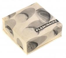 Flaminaire öngyújtó, aranyozott, bőr díszítéssel, eredeti dobozában, jó állapotban, d: 6,5 cm