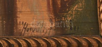 Horváth István jelzéssel, feltehetően a XX. sz. első felében működött magyar festő alkotása: Pipázó ...