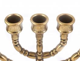 Bronz menóra gyertyatartó, m: 24,5 cm