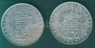Svédország 1964-66. 1K Ag (2x) VI.Gusztáv T:2/3