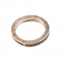 Ezüst(Ag) gyűrű, apró kövekkel, Bulgari jelzéssel, méret: 57, bruttó: 3,8 g