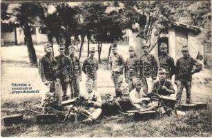 Üdvözlet a szentendrei géppuskásoktól. Özv. Goldstein Mórné kiadása / WWI Austro-Hungarian K.u.K. military, machine gun unit from Szentendre
