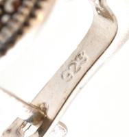 Ezüst(Ag) ékszerszett (nyaklánc, fülbevalópár, gyűrű), türkizszínű berakással, jelzett, bruttó: 19,8...