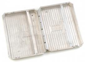 Magyar Dohányjövedék 1848-1948 feliratos, Kossuth-címeres cigarettatárca, könnyűfém, kisebb kopásnyo...