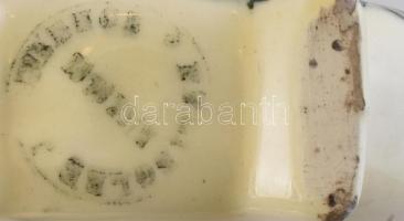 2 db antik, jelzett, fajansz kis kulacs dísz, kézzel festett, jelzett, hibátlan. Olvashatatlan jelzé...