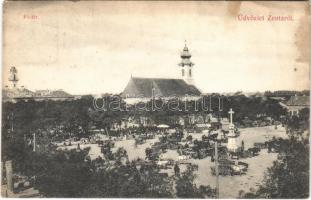 1912 Zenta, Senta; Fő tér, piac. Tóth András kiadása / main square, market (EB)