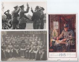 3 db katonai fotólap + 4 katonai tárgyú képeslap + 3 fotó