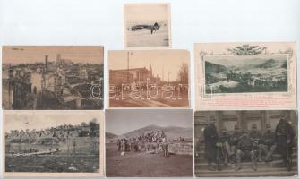 3 db katonai fotólap + 4 katonai tárgyú képeslap + 3 fotó