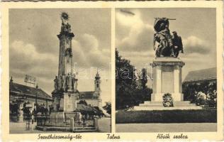 1939 Tolna, Hősök szobra, emlékmű, Szentháromság tér, Takarékpénztár. Özv. Bauer Ádámné kiadása