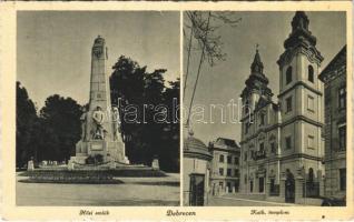 1943 Debrecen, Hősök szobra, emlékmű, Római katolikus templom (EK)