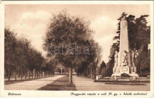 1936 Debrecen, Nagyerdei részlet a volt 39. gyalogezred hősök szobrával (EK)