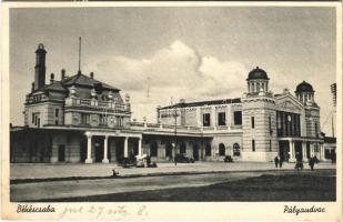 1938 Békéscsaba, Pályaudvar, vasútállomás, automobil (fl)