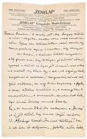 1909 Másolt levél a Zenelap c. közlönyön