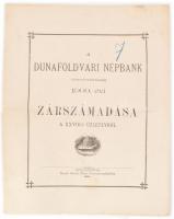 A Dunaföldvári Népbank Rt. 1900. évi zárszámadása a XXVIII. üzletévről