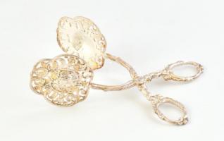 Díszes fém torta-/süteményfogó csipesz, kisebb foltokkal, h: 16 cm