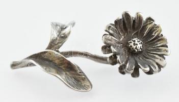 Ezüst(Ag) virág miniatűr, jelzett, h: 5 cm, nettó: 9,92 g