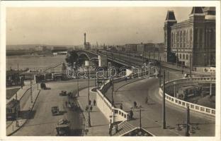 Budapest, Horthy Miklós híd, Elevátor, 88-as villamos, automobilok, iparvasút