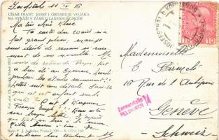 1916 Císar Frant. Josef I. obdaruje vojáka na strázi v Zámku Laxenburgském / WWI Austro-Hungarian K....