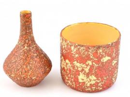 Tófej kerámia kaspó és váza hólyagos váza. Jelzett, hibátlan. d: 19 cm, m: 24 cm