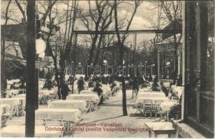 1912 Budapest XIV. Városliget, Gundel (ezelőtt Vampetics) vendéglő kerthelyisége