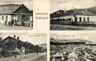 Szálva with railway-station, shop, school (fl)