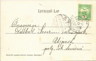 1907 Budapest XVII. Rákosliget, M kir. állami elemi népiskola és óvoda, harangláb. Garai-féle kiadás...