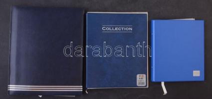 3db klf méretű kék gyűrűs, műbőr album sok berakólappal érmés borítékok számára, használt, szép állapotban