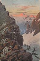 Bis hierher - und nicht weiter Im Kampf um Tirol / WWI Austro-Hungarian K.u.K. military art postcard, battle in the Tyrolean Mountains (EK)