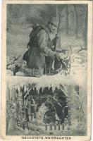 Gesegnete Weihnachten / WWI Austro-Hungarian K.u.K. military art postcard with Christmas greetings. H.H.i.W. Serie 1417. (r)