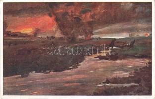 Nachtgefecht / WWI Austro-Hungarian K.u.K. military art postcard, battle at night. Offizielle Karte für Rotes Kreuz, Kriegsfürsorgeamt, Kriegshilfsbüro Nr. 441. (EK)