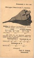 1888 (Vorläufer !!!) Nagyszeben, Hermannstadt, Sibiu; Jickeli F. Károly vaskereskedő nagyon korai reklám képeslapja megrendelővel, fújtató / Carl F. Jickeli, advertisement with order. Very early!!!