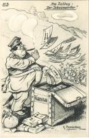 Am Zaltag: Der Scheinwerfer / WWI German military art postcard, humour. Nr. 1003. s: K. Pommerhanz (Rb)