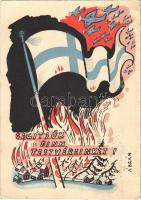 1940 Segítsük finn testvéreinket! Kiadja a Magyar Finn Társaság / Help our Finnish brothers! WWII Hungarian military propaganda, irredenta s: Ábrán (ázott sarkak / wet corners)