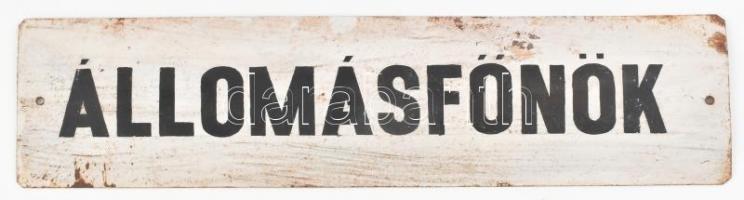 Állomásfőnök zománc tábla sérült 10x40 cm