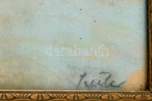 Szüle Péter (1886-1944): Balatoni táj. Pasztell, papír, jelzett. Üvegezett, korabeli, sérült fa kere...