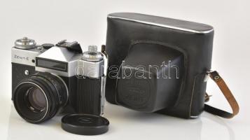 Zenith E fényképezőgép, Helios 44-2 objektívvel, működő, szép állapotban, eredeti bőr tokjában,