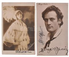 2 db aláírás fotón: Asta Nielsen (1881-1972) dán némafilm színésznő + Beregi Oszkár (1876-1965) színész