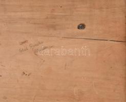 Faragott fa doboz, kulcs nélkül, kopásnyomokkal, alján kissé sérült, 25,5x18x8 cm