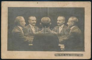 cca 1908 Egy férfi tükrök segítségével megötszörözve, ún. Ping-Pang szabadalom alapján készített fotó, 8,5×13,5 cm