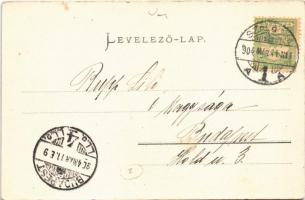 1904 Szabadka, Subotica; Nemzeti kaszinó, Kaponyai emlékszobor, sörcsarnok. Krécsi A. Nándor kiadása...