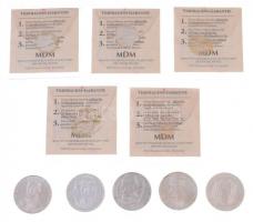 NSZK 1966-1968. 5M Ag (5xklf) emlékkiadások T:1- FRG 1966-1968. 5 Mark Ag (5xdiff) commemorative iss...