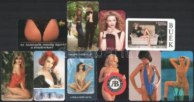 1978-2001 10 db nőket ábrázoló kártyanaptár, közte erotikus is