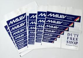 6 db retro Malév nejlon reklámszatyor, 44x38 cm