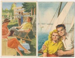 2 db modern magyar szocreál propaganda képeslap az 1950-es évekből / 2 modern Hungarian Socialist propaganda postcards from the 50s