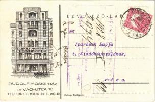 1928 Budapest V. Rudolf Mosse Ház. Váci utca 18. reklám (EK)