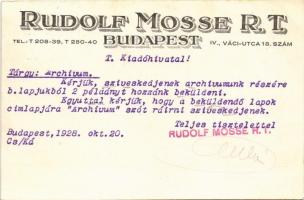 1928 Budapest V. Rudolf Mosse Ház. Váci utca 18. reklám (EK)