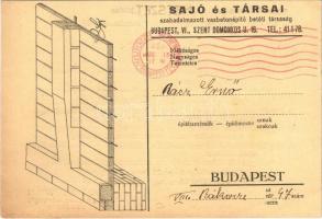 1933 Sajó és Társa szabadalmazott vasbetonépítő betéti társaság. Budapest, Szent Domonkos u. 16. reklám / Hungarian ferro-concrete building company advertisement (EK)