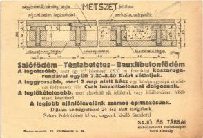 1933 Sajó és Társa szabadalmazott vasbetonépítő betéti társaság. Budapest, Szent Domonkos u. 16. rek...