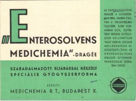 1949 Enterosolvens Medichemia Dragée. Medichemia Rt. gyógyszer reklám / Hungarian medicine advertisement